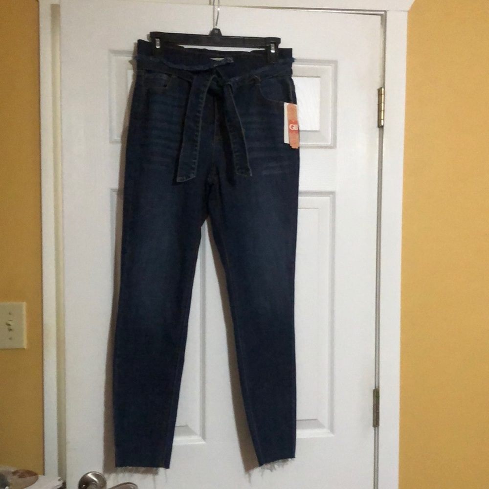 GB Juniors Gianni Bini Fold Over Belted Jeans 9